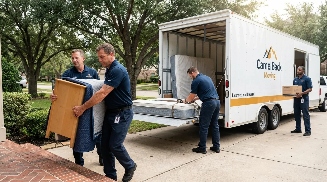 Crew loading residential truck for cross-state move from Ravenna, MI