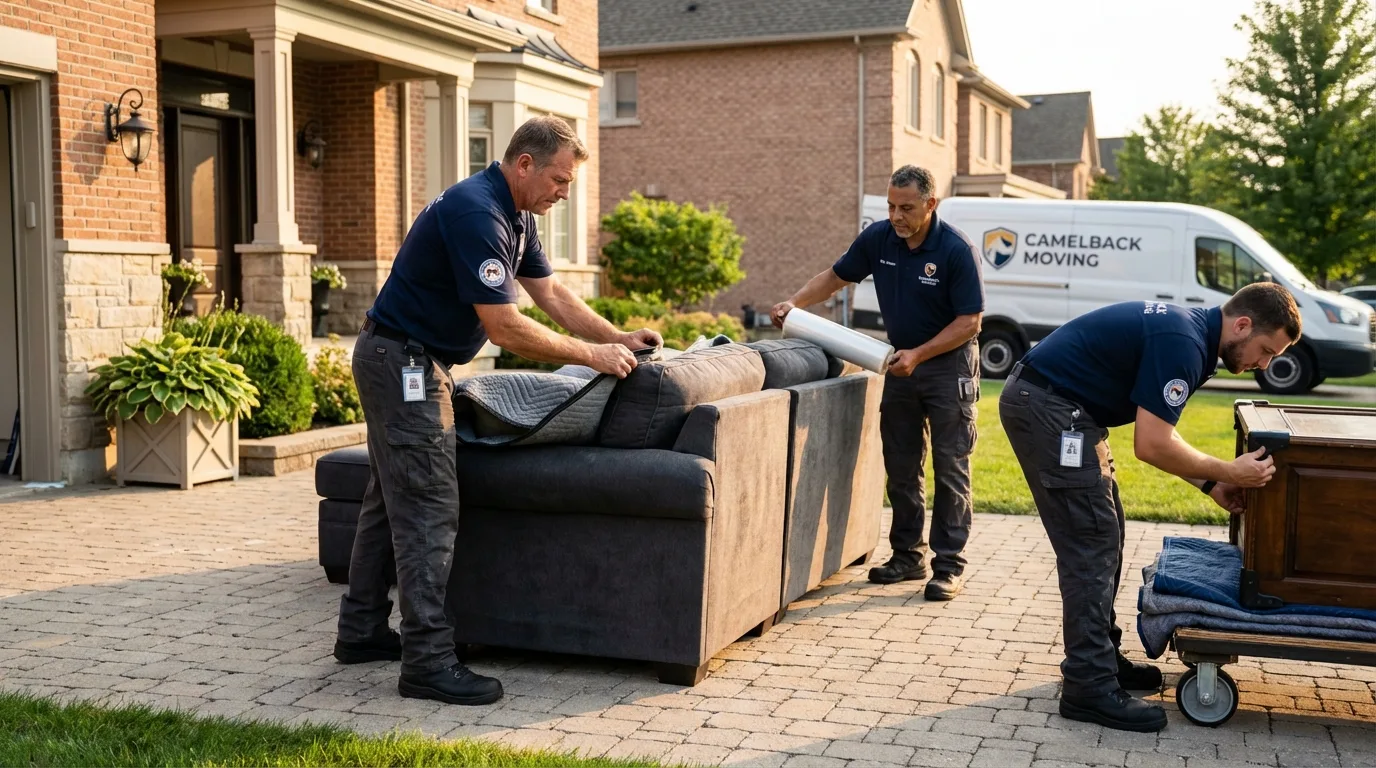 Large estate moving crew wrapping furniture in Ravenna, MI
